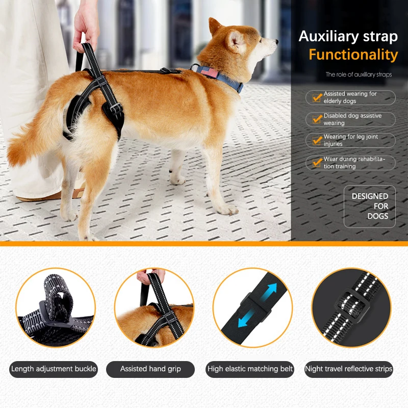 Pet Dog Hind Leg Auxiliary Belt Postoperative Rehabilitation Belt Recovery Disability Leg Brace Pet Dog Traction Assistance