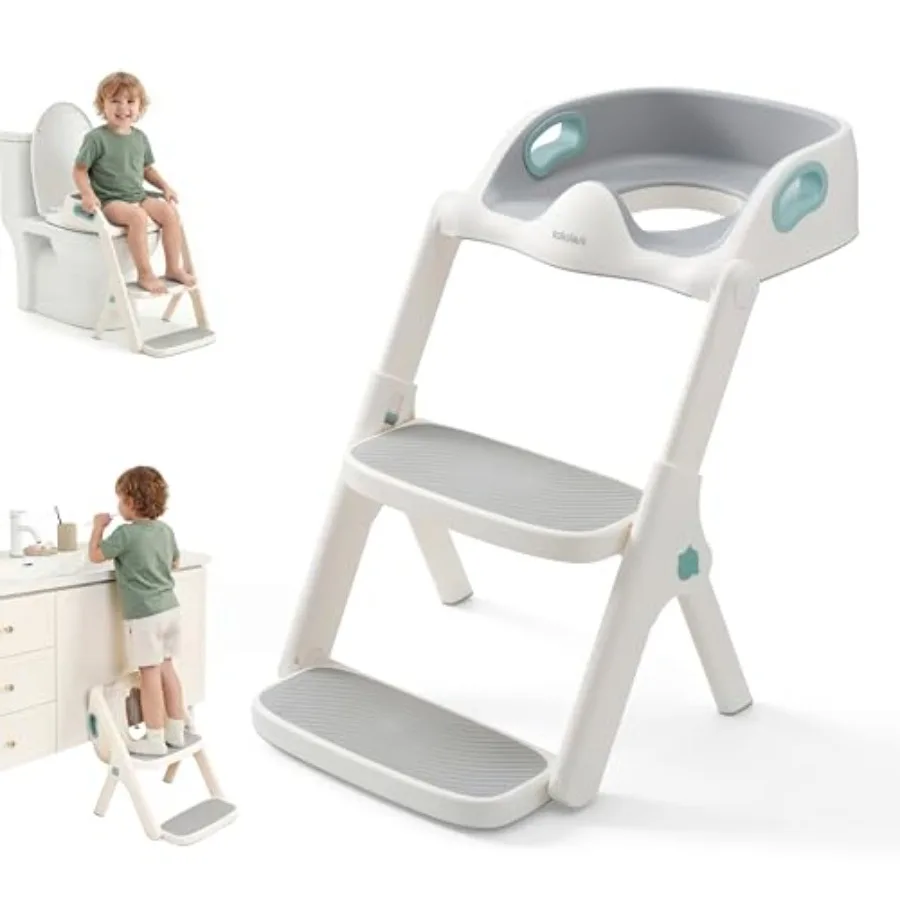 

lalalark Potty Training Seat 2-in-1 Toddler Toilet Seat with Steps Upgrade Potty Step Stool for Toddler with Anti-Slip Pad Step