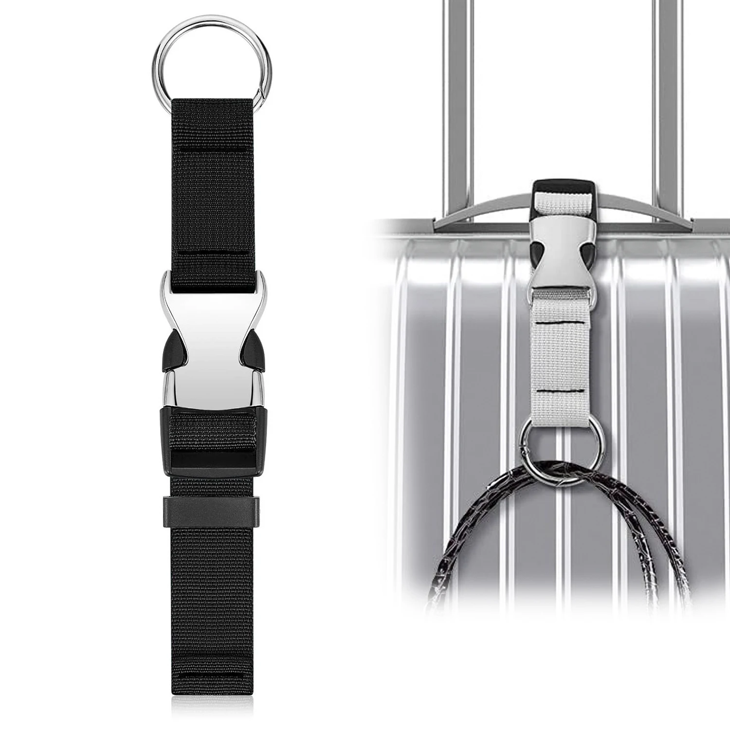 1 PC Hot Sale Portable Black Nylon Luggage Strap Holder Gripper Add Bag Handbag Clip Use To Carry Mental Buckle