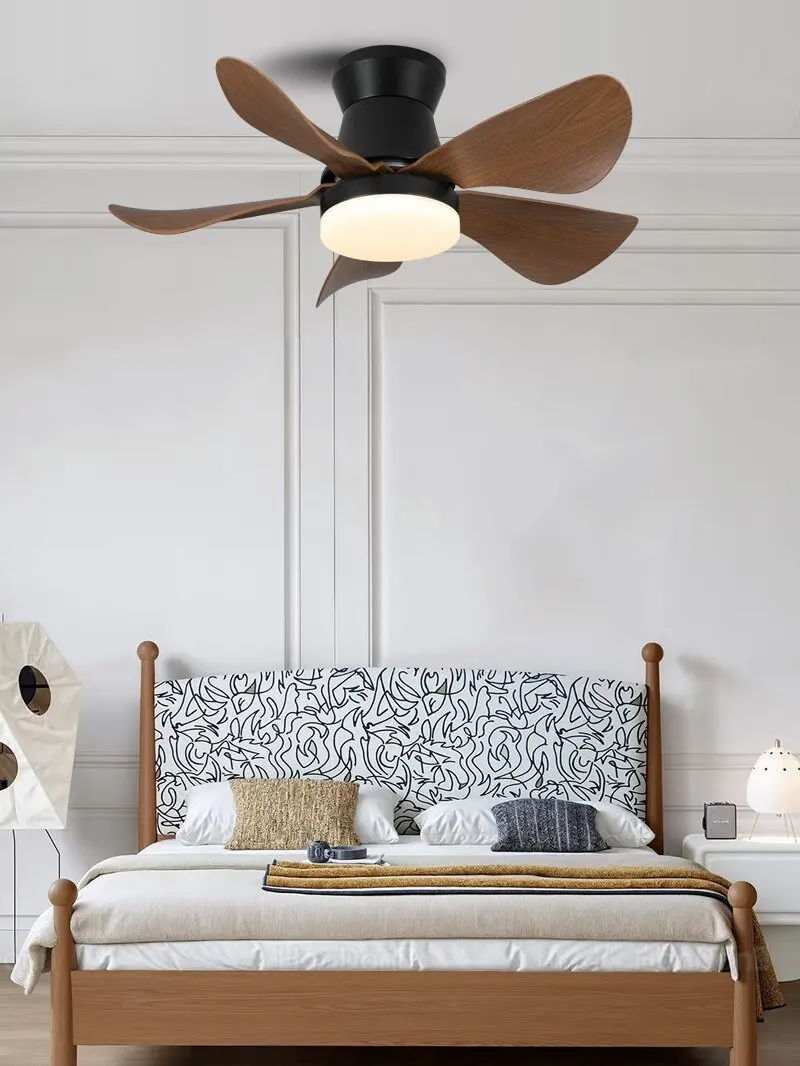 Indoor/Outdoor Flush Mount Ceiling Fan with Remote Control - 5 Blade Low Profile Fandelier - Reversible Quiet Timer