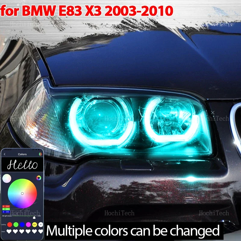 

RGB Angel eyes ring kit multi-colored flashing App Remote control kits headlight upgrade for BMW E83 X3 2003-2010