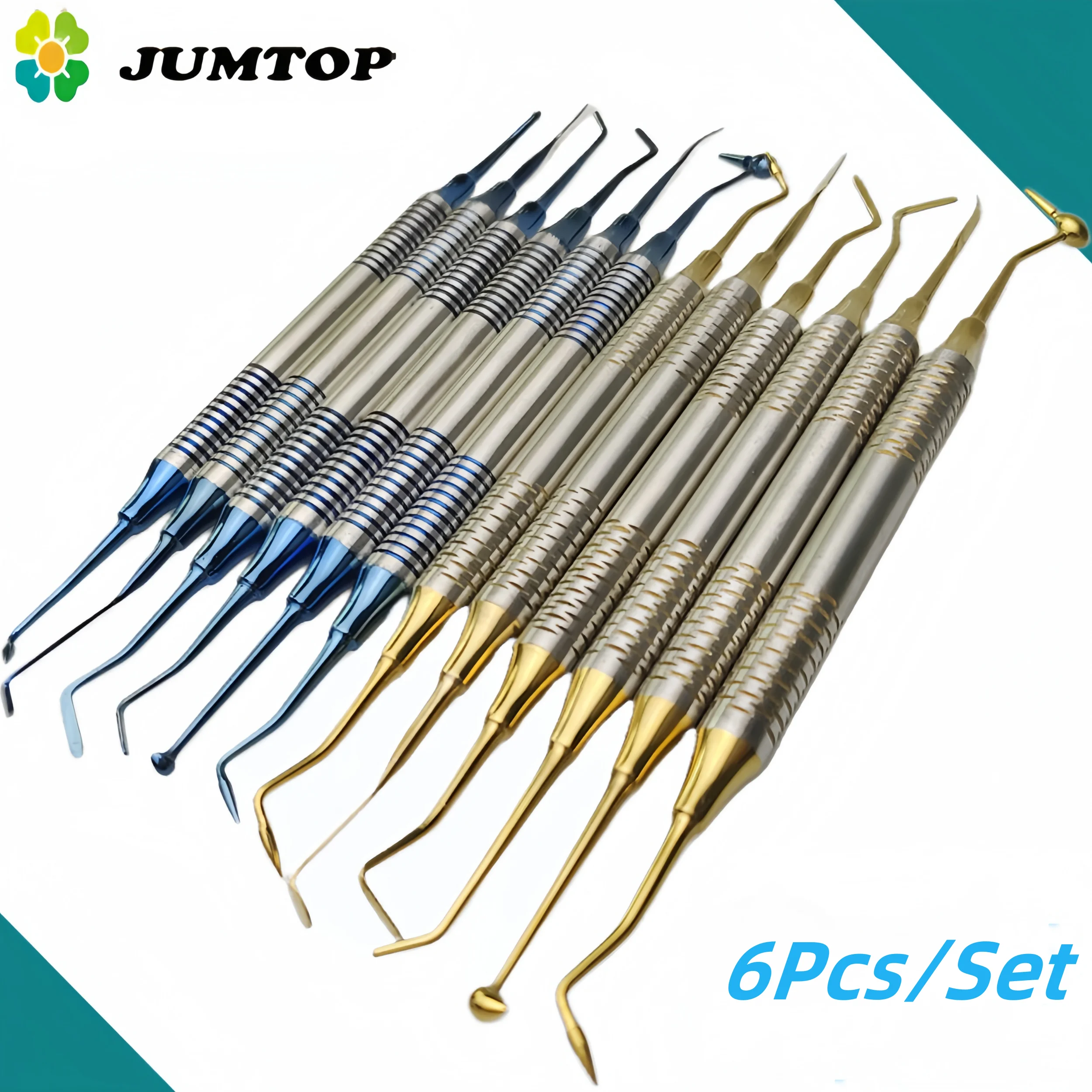 

6PCS Dental Composite Filling Set - Titanium Plated Spatula with Thick Handle for Resin Restoration & Dentistry Materials