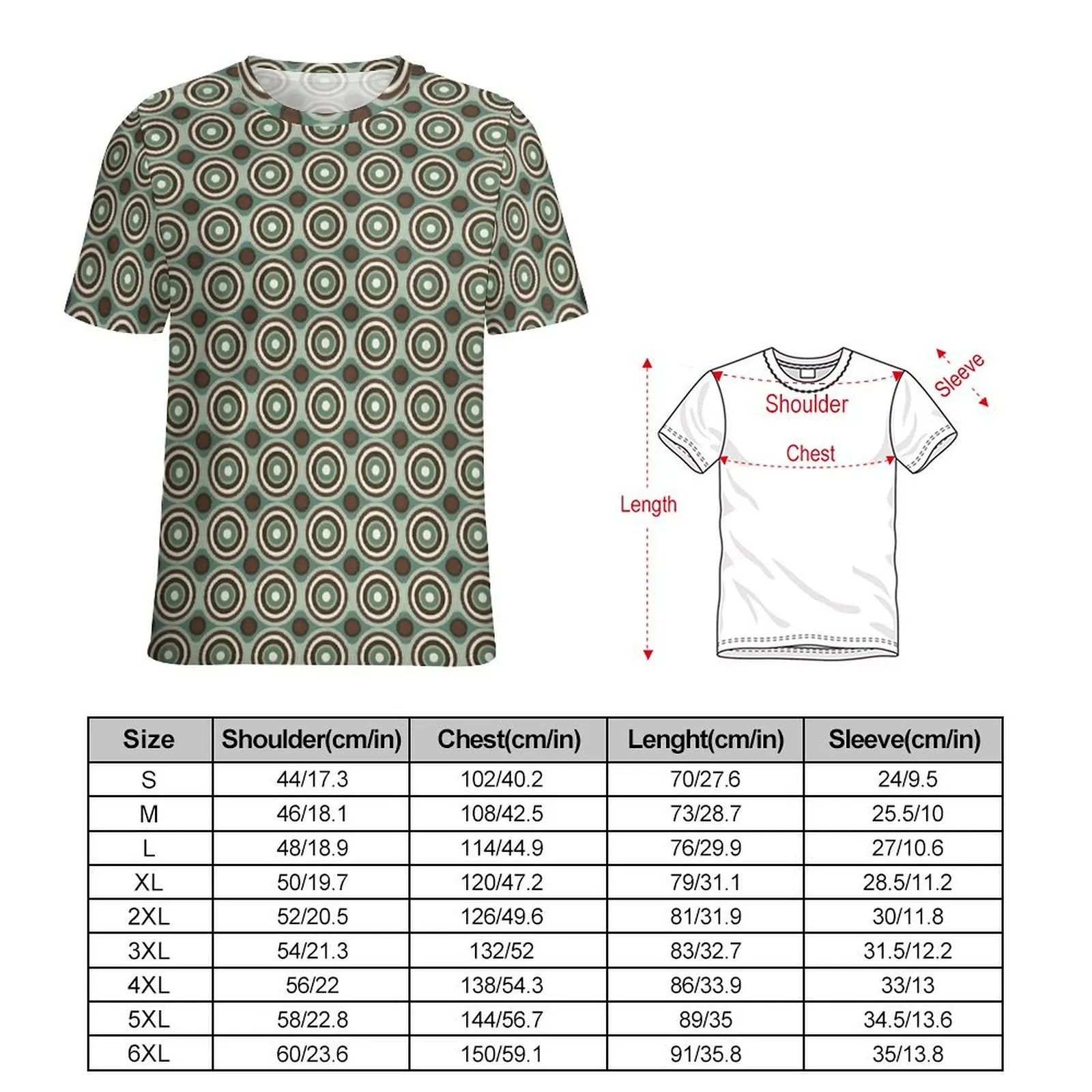 Sage Circle Tile Print T Shirt  Male Vintage T-Shirts Premium Custom Tees Short Sleeves Casual Oversized Clothes Gift Idea
