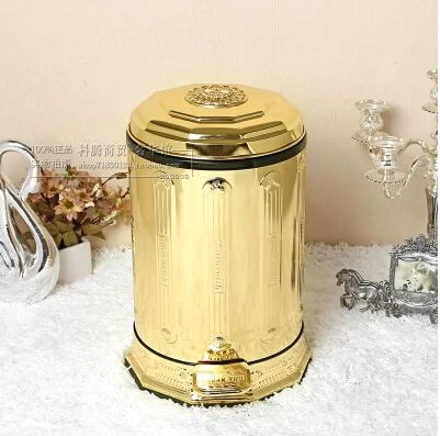 

Stainless Steel Pedal Waste Bin, Gold-Plated Trash Can, Pedal Waste Bin, Luxury, Metal, LJT010