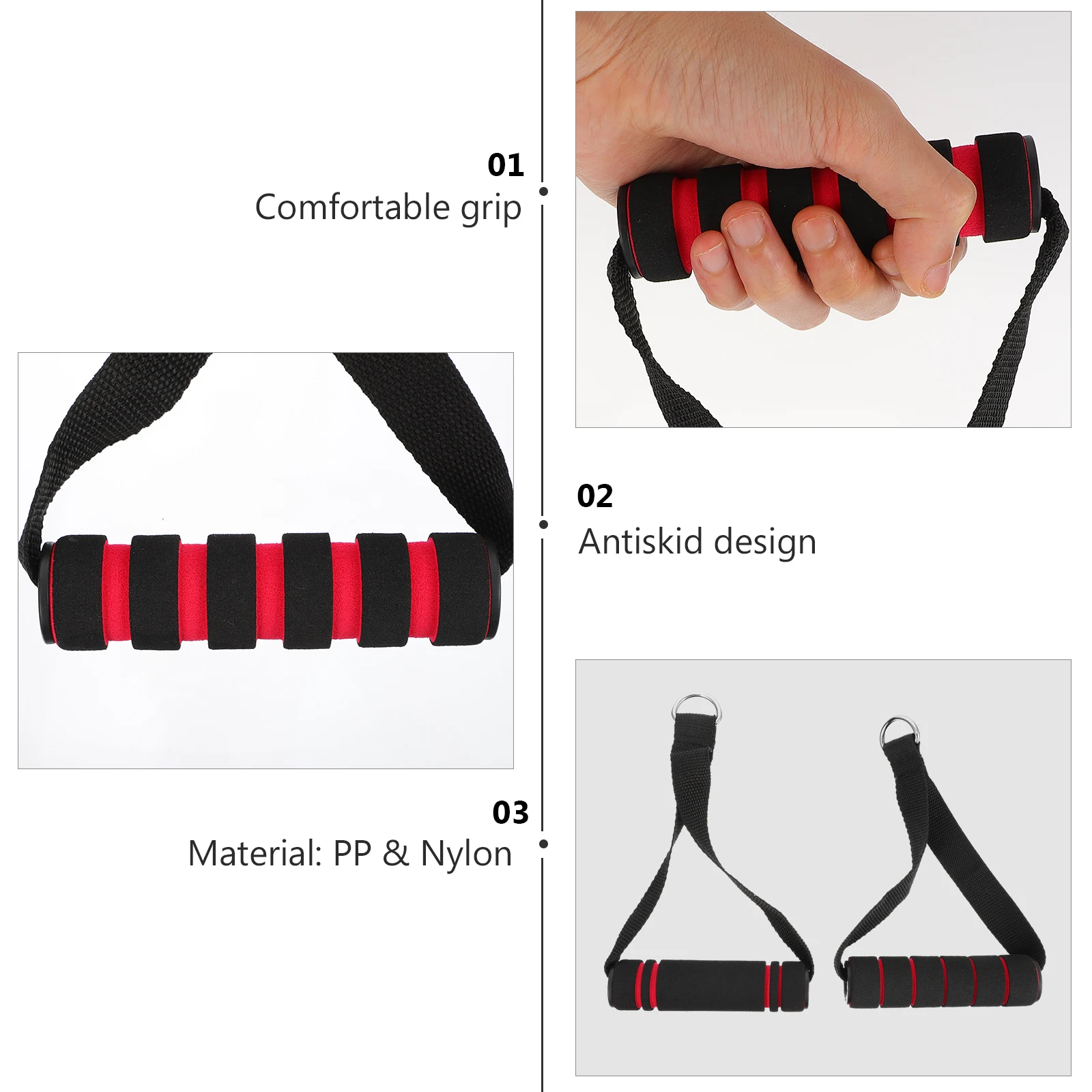 

4pcs Resistance Band Handle Elastic Rope Heavy Duty Fitness Cable Machine Attachment Pull Workout Strap For Home Gym