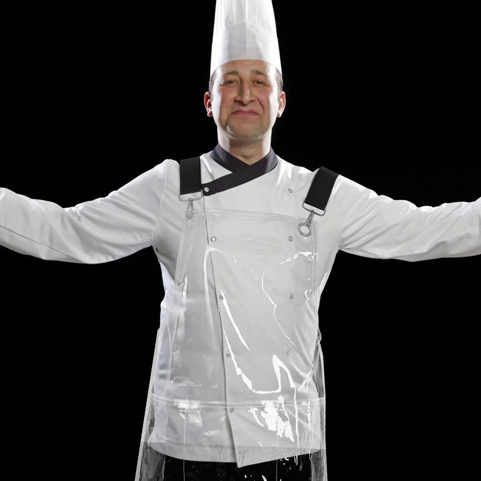 

Transparent Waterproof Apron for Kitchen Hair Stylist Car Wash Anti Breeding Plastic Chef Oil Proof Cooking Pockets