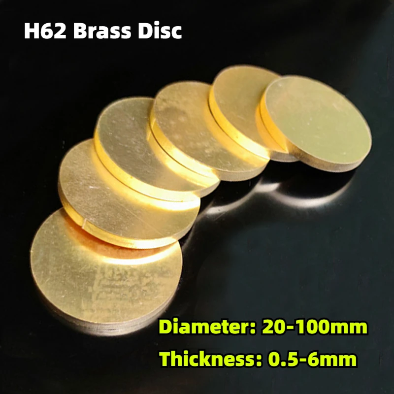 1-5Pcs H62 Brass Disc Thickness 0.5-6mm Solid Brass Round Plate Sheet Gasket Cutting Custom Dia 20-100mm