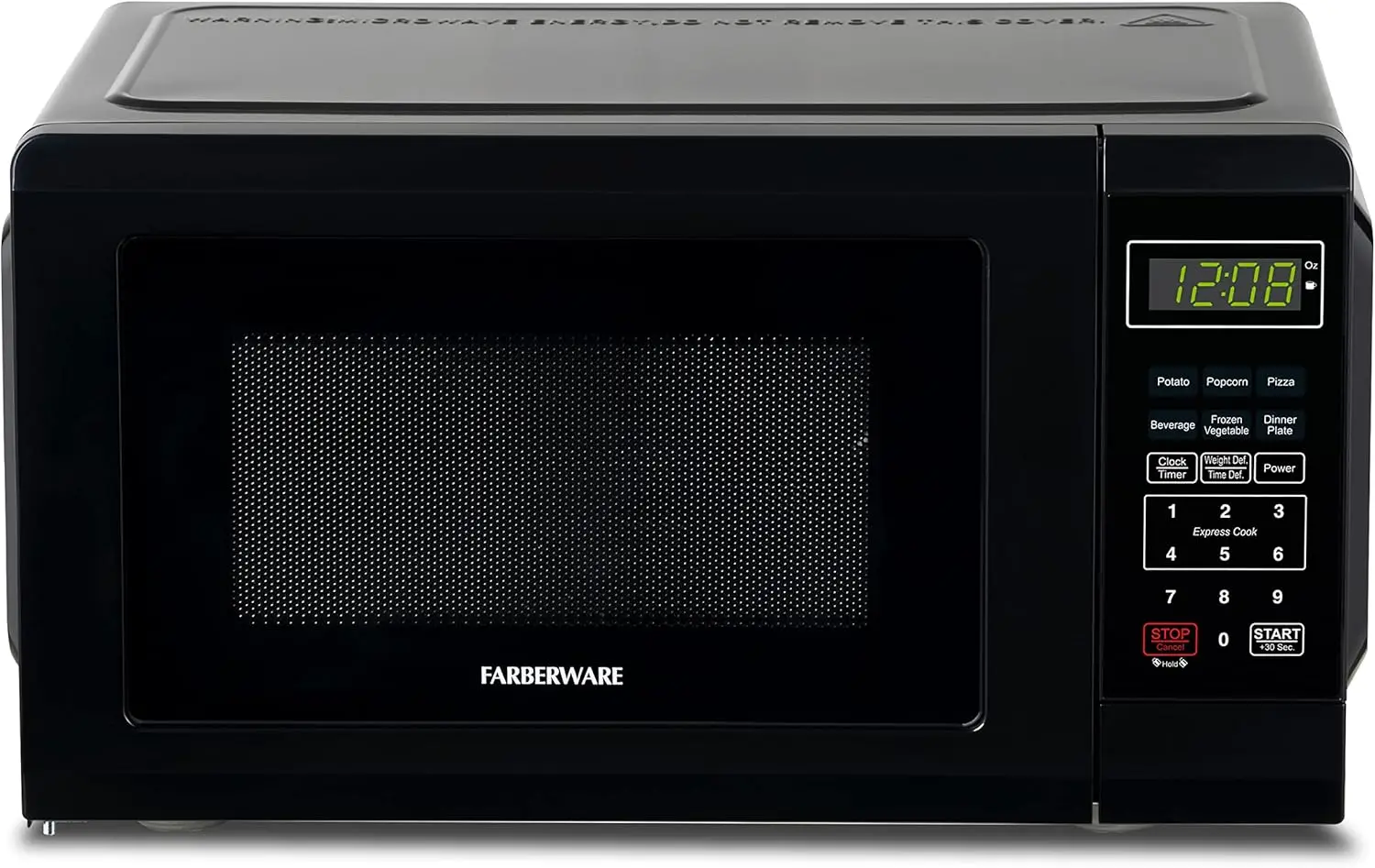 

Compact Countertop Microwave Oven 0.7 Cu. Ft. 700-Watt with LED Lighting, Child Lock, Easy Clean Grey Interior, Retro Black