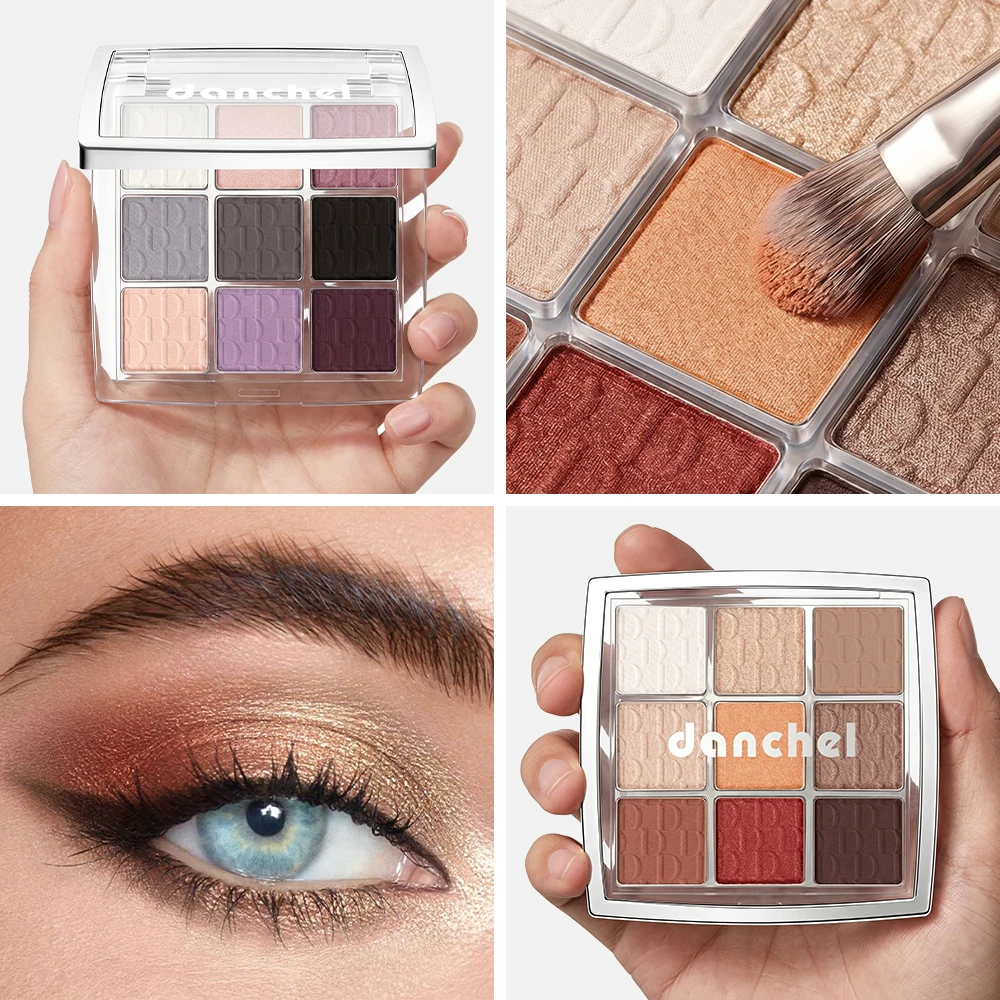 Beauty Makeup Eyeshadow Palette - พาเลตต์อายแชโดว์ 9 เฉดสีโทนเอิร์ธโทน แมตต์ ชิมเมอร์ ไฮไลท์เตอร์แบบซิลค์เวิร์ม