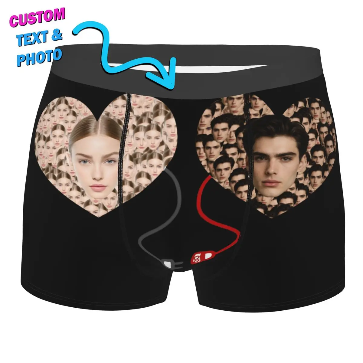 

Custom Male Novelty Plug Design Custom Face Photo Underwear Sepecial Presents Boxer Briefs Soft Shorts Panties Underpants
