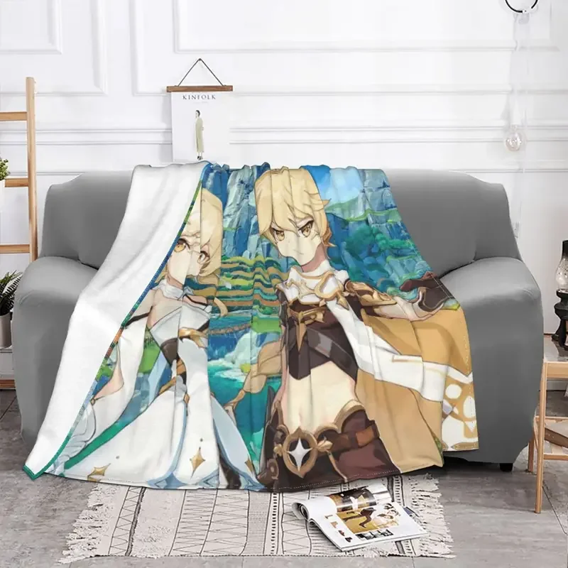 Ying Kong flanel blanket Genshin blow Acg Anime kick kick blanket blanket for home hotel sofa 150*125cm piece