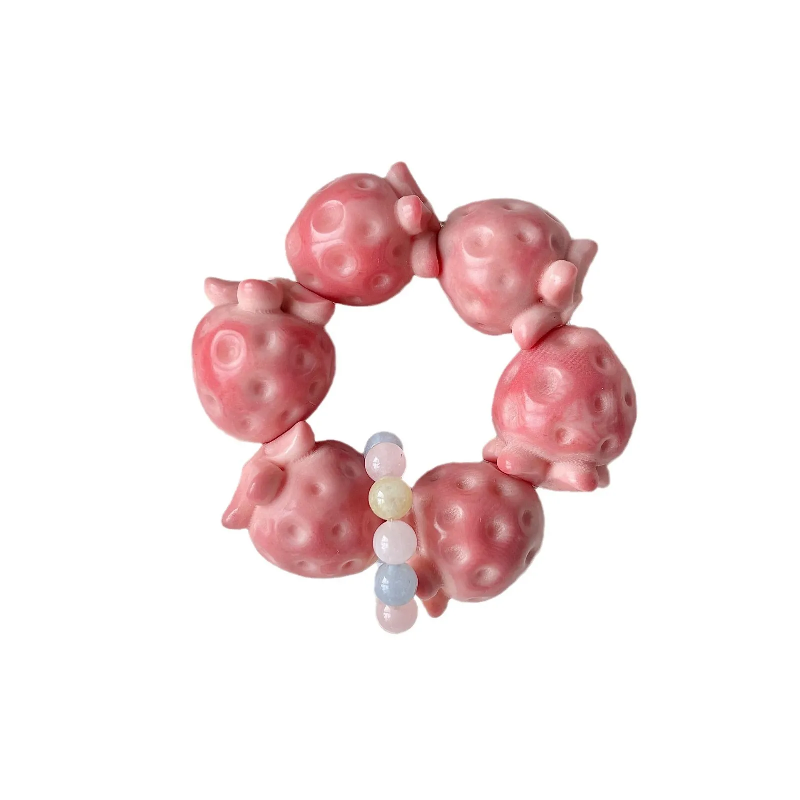 [Same Style]Natural Ivory Fruit Bracelet Strawberry Carving Hand Twist Female Best Friend Cultural Play Handheld Piece - view 5