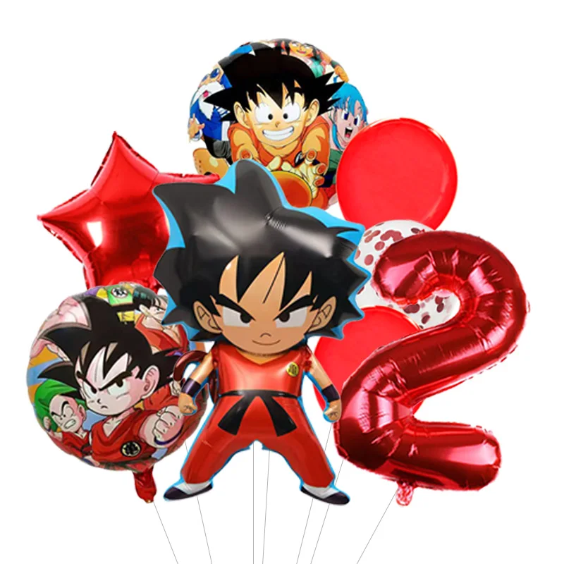 Set de Globos Gigantes de Dragon Ball Z con 9 Globos de Látex para Decoración de Fiestas de Cumpleaños, Globos para Fiestas Infantiles