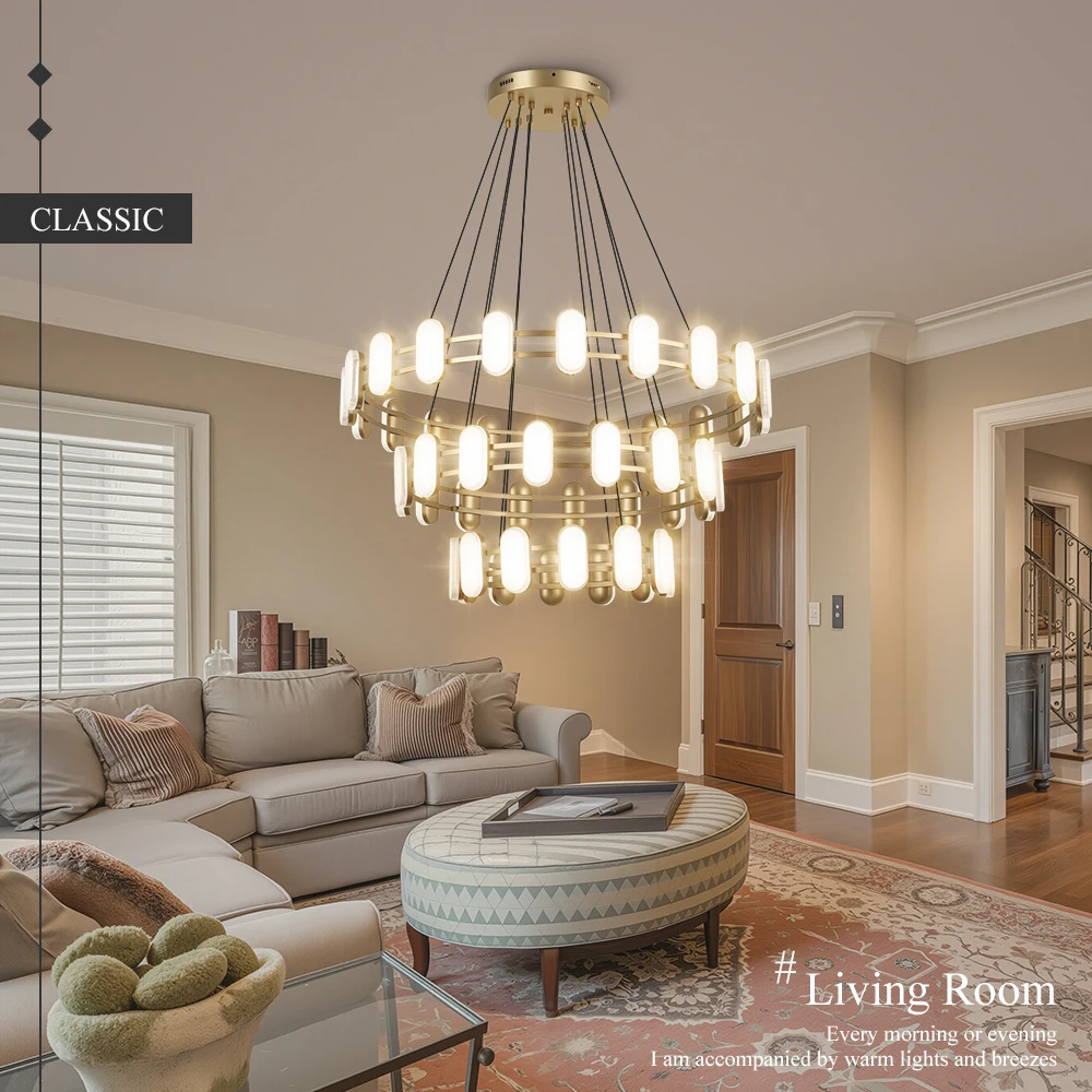 

Modern Gold Pendant Light for Living Room Dining Room Home Decor Adjustable Circular Ceiling Black Pendant Light Indoor Lighting