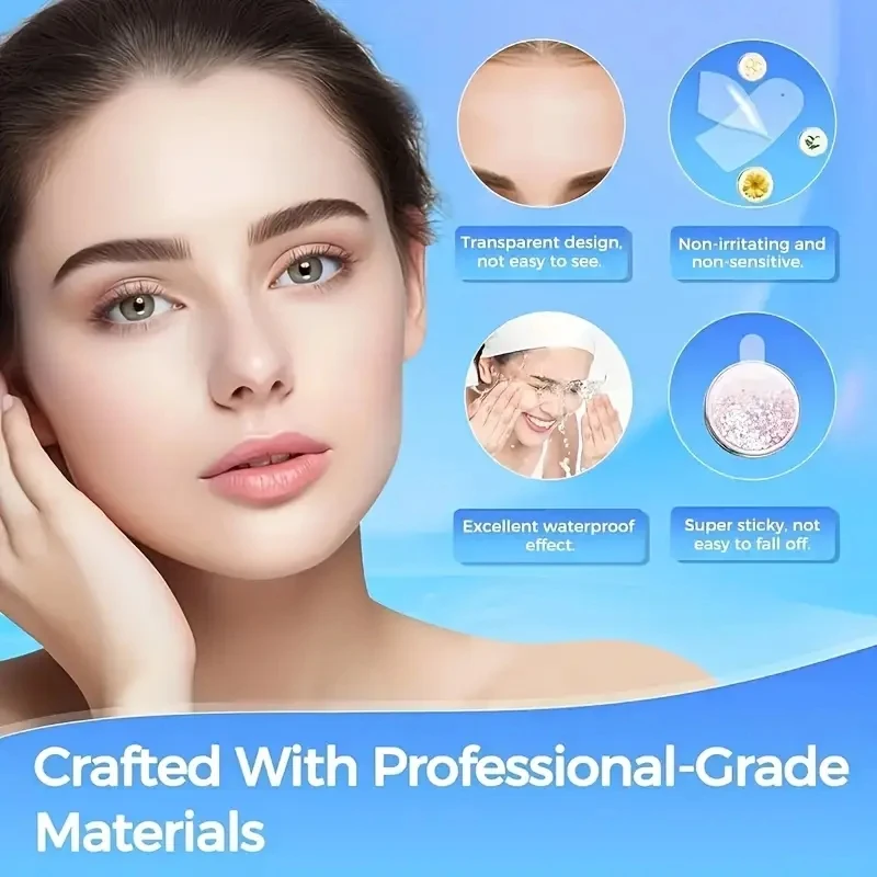 Onzichtbare Face Lift Tape en Band Set, 18-delige hypoallergene, heldere liftende pleisters met 4 verstelbare elastische bandjes