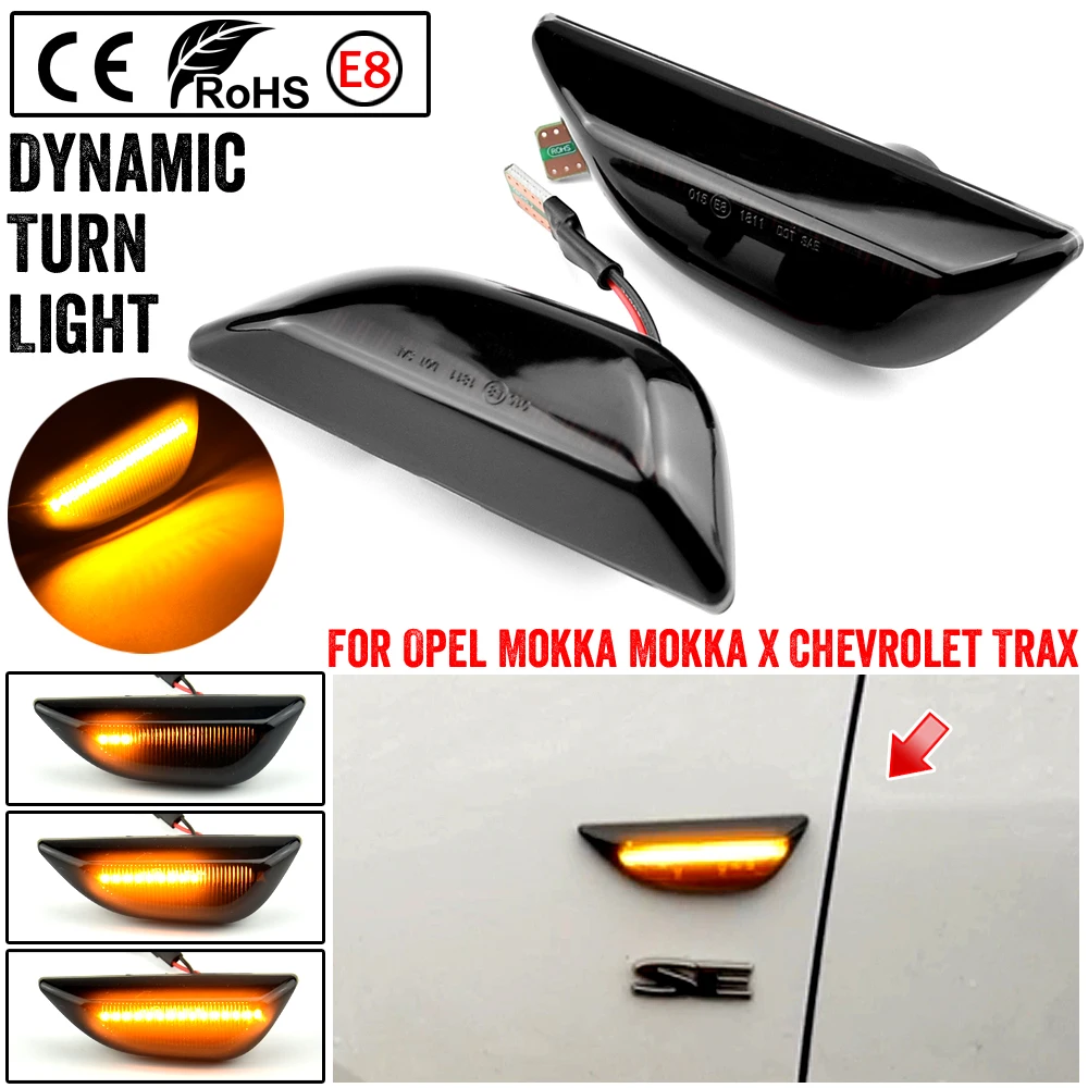 2xFor Opel Mokka X Chevrolet Trax 2013~2020 Buick Encore Dynamic Led Side Marker Flowing Turn Signal Sequential Blinker Lamp