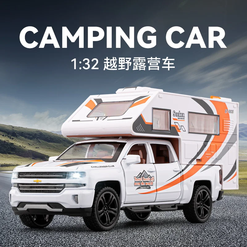 

1:32 Chevrolet внедорожный кемпинг роскошный путешествия RV сплав звук и свет модель отскока коллекционная игрушка орнамент подарок для мальчика