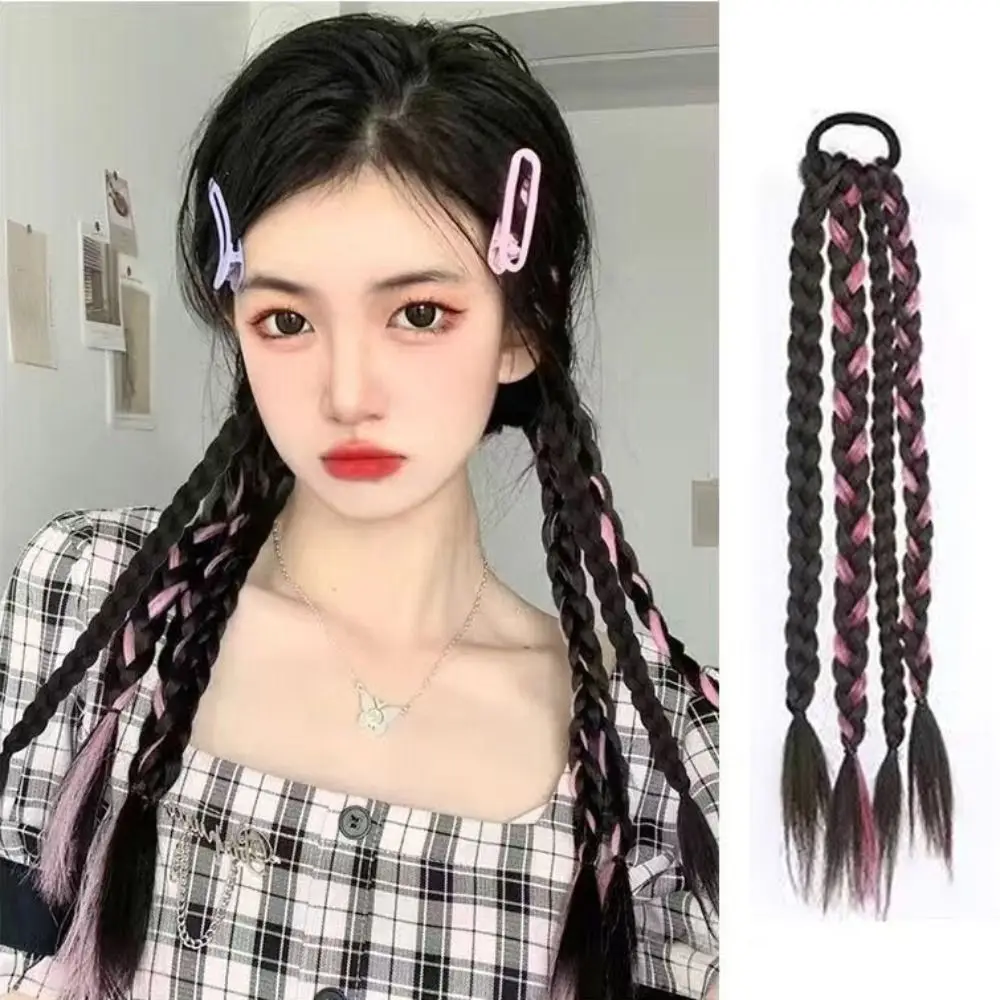 Accessories Double Ponytail Braids Boxing Braids Ponytail Girls Dirty Braids Wig Highlighting Pony Tail Hair Ring Dreadlocks