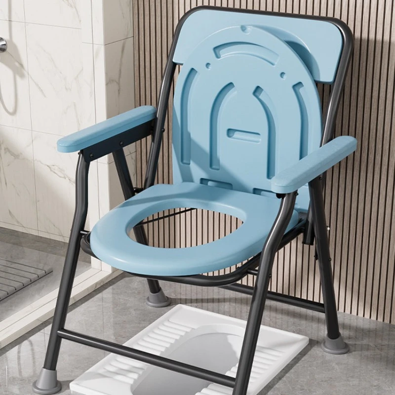 Portable Commode Chairs for Seniors Moms Anti-Slip Arms Reinforce Folding Commode Toilet Stools Nighttime Convenience Durable