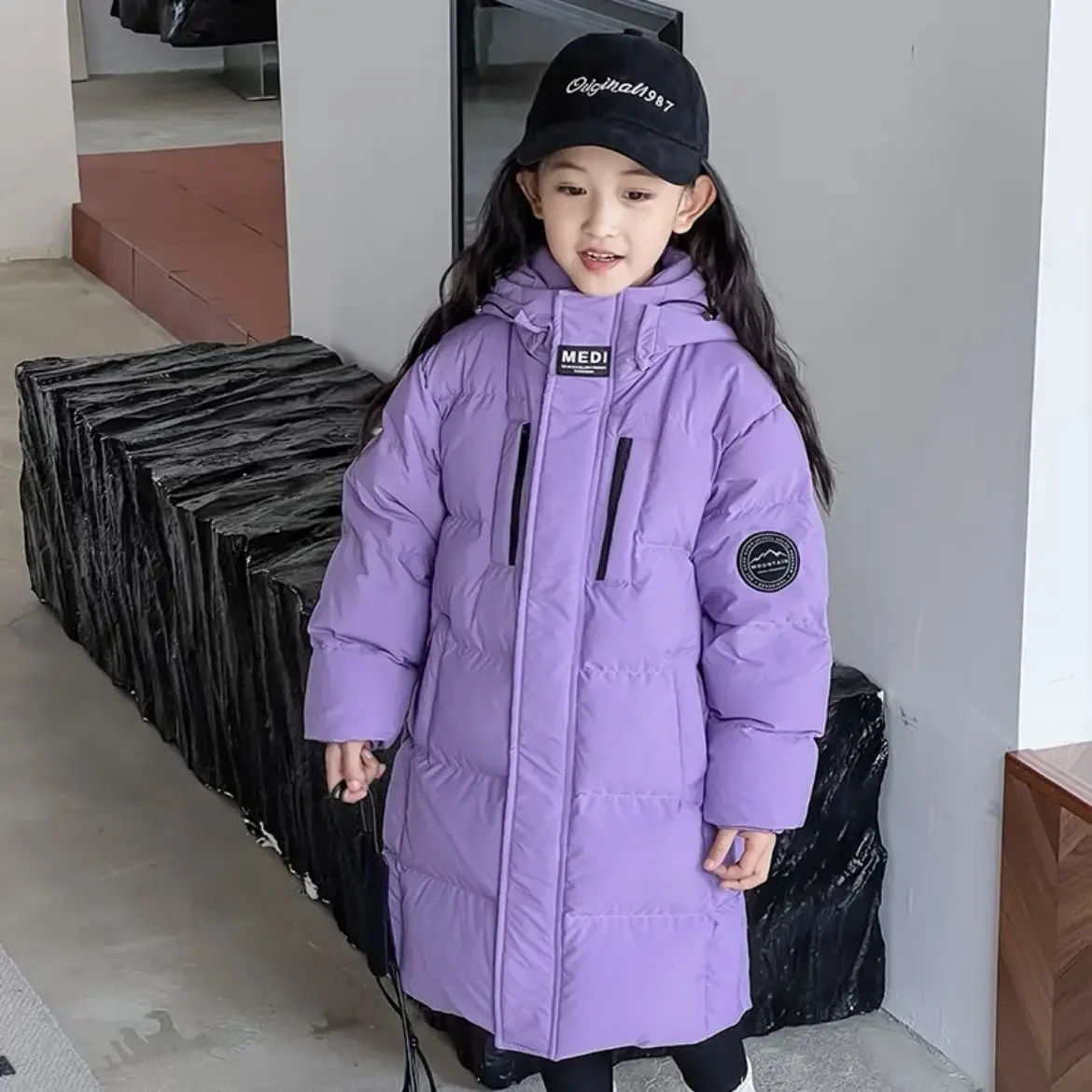 

5-14 Years Baby Parkas Winter Warm Jacket For Girls Purple Black Toddler Kids Coat Christmas Brithday Gift Boys Snowsuit TR308