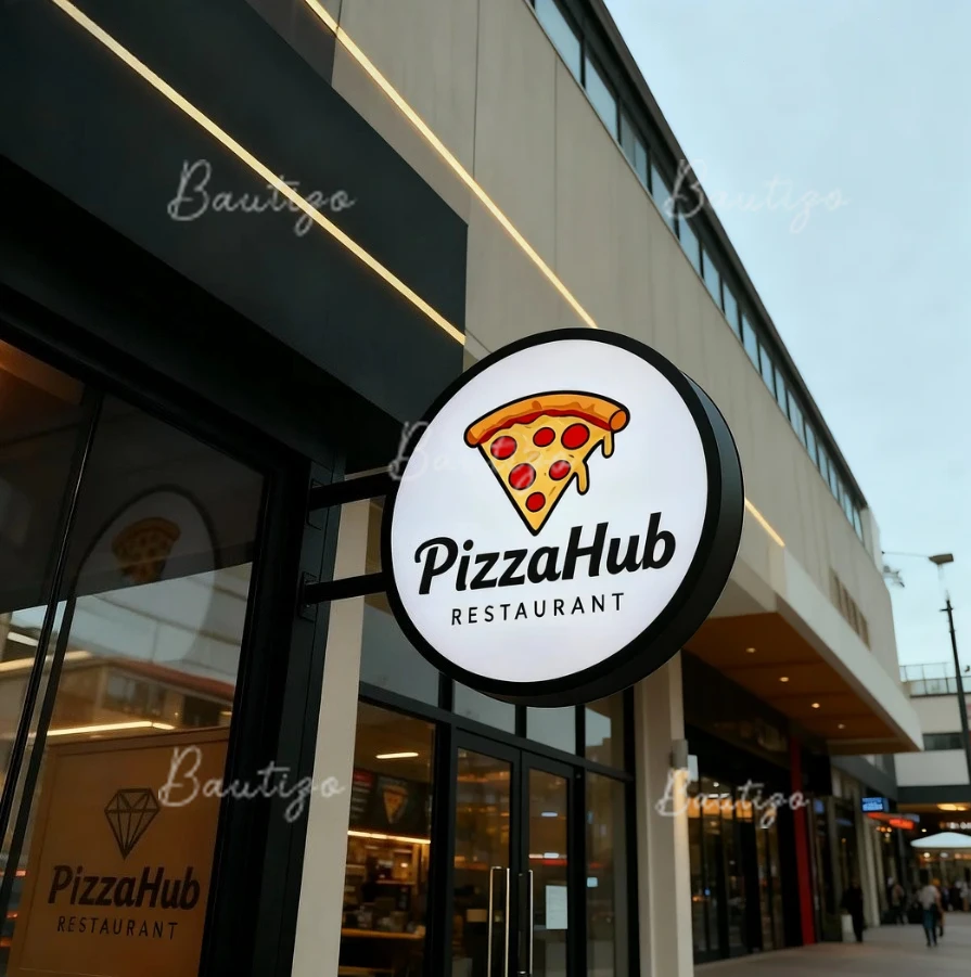 لافتات علامة صندوق مزدوج الوجهين مصباح ليد مضيئة شفرة مجلس الديكور في الهواء الطلق عنونة مستديرة مخصصة الإعلان النيون #2