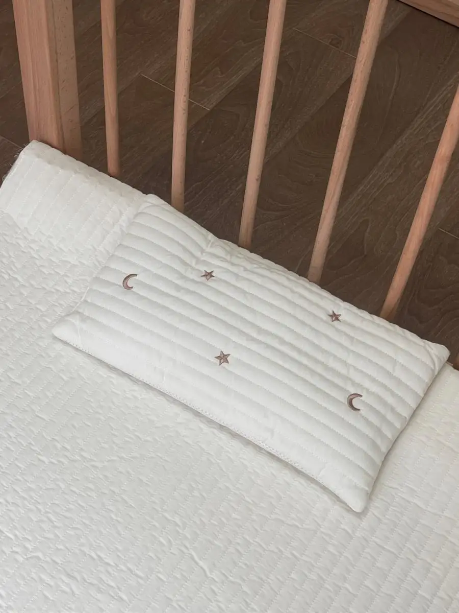 1 قطعة وسادة الطفل الأبيض التطريز القطن تنفس وسادة مسطحة الوليد وسادة رياض الأطفال قيلولة وسادة مناسبة للاستخدام اليومي #5