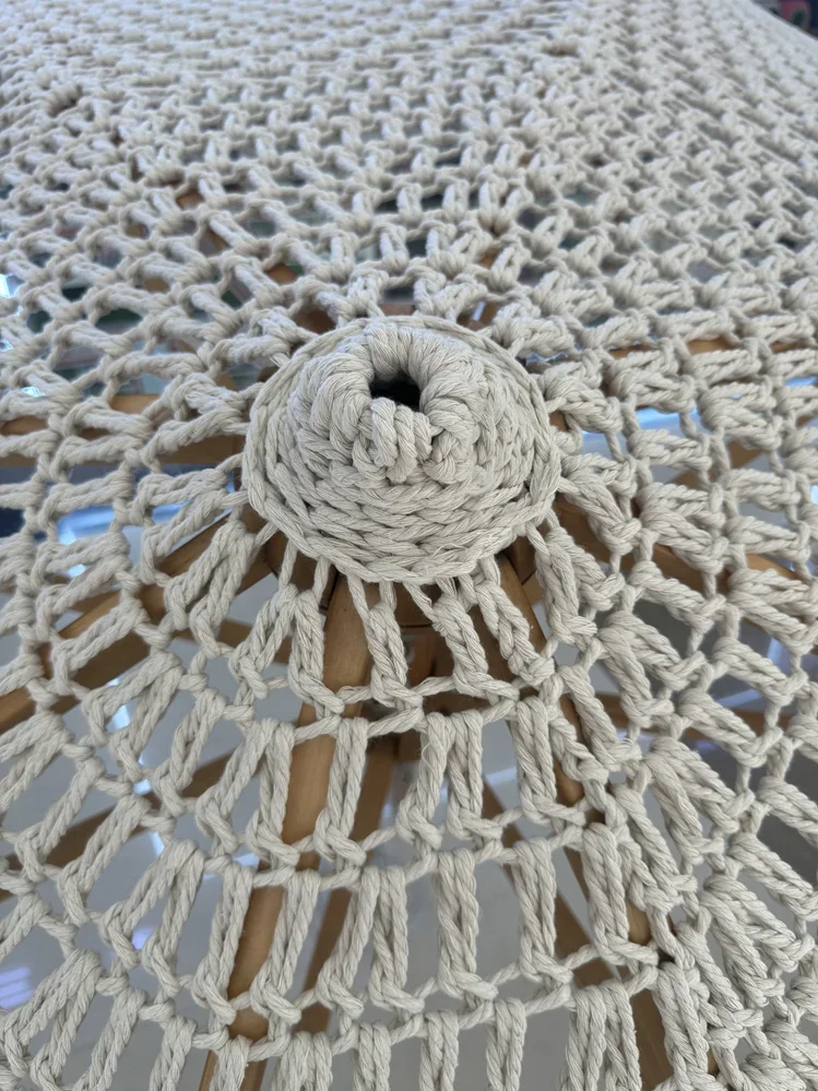 Diameter 2.5m Parasol with Macrame Ropes Handmade Crochet Wooden Cotton Tassels Open Fringe Hotels Patio Umbrella Outdoor