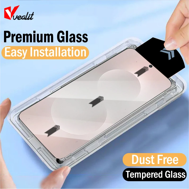 

1-2 шт. Защитное стекло без пыли, простая установка, для Samsung Galaxy S25 S24 S26 Ultra S23 S22 Plus, закаленное стекло