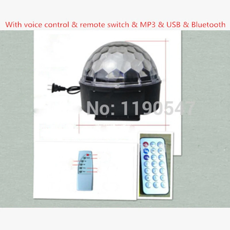 220V Digital RGB LED Music Crystal Magic Ball Effect Light 18W MP3 SD USB DMX Disco DJ Stage Lighting Remote Control Bluetooth