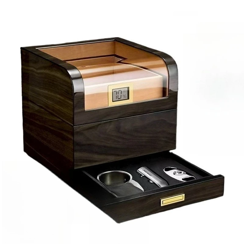 

Cigar Box Cigar Moisturizer Tools Three-piece Set Cedar Wood Alcoholized Sealed Cigarette Case