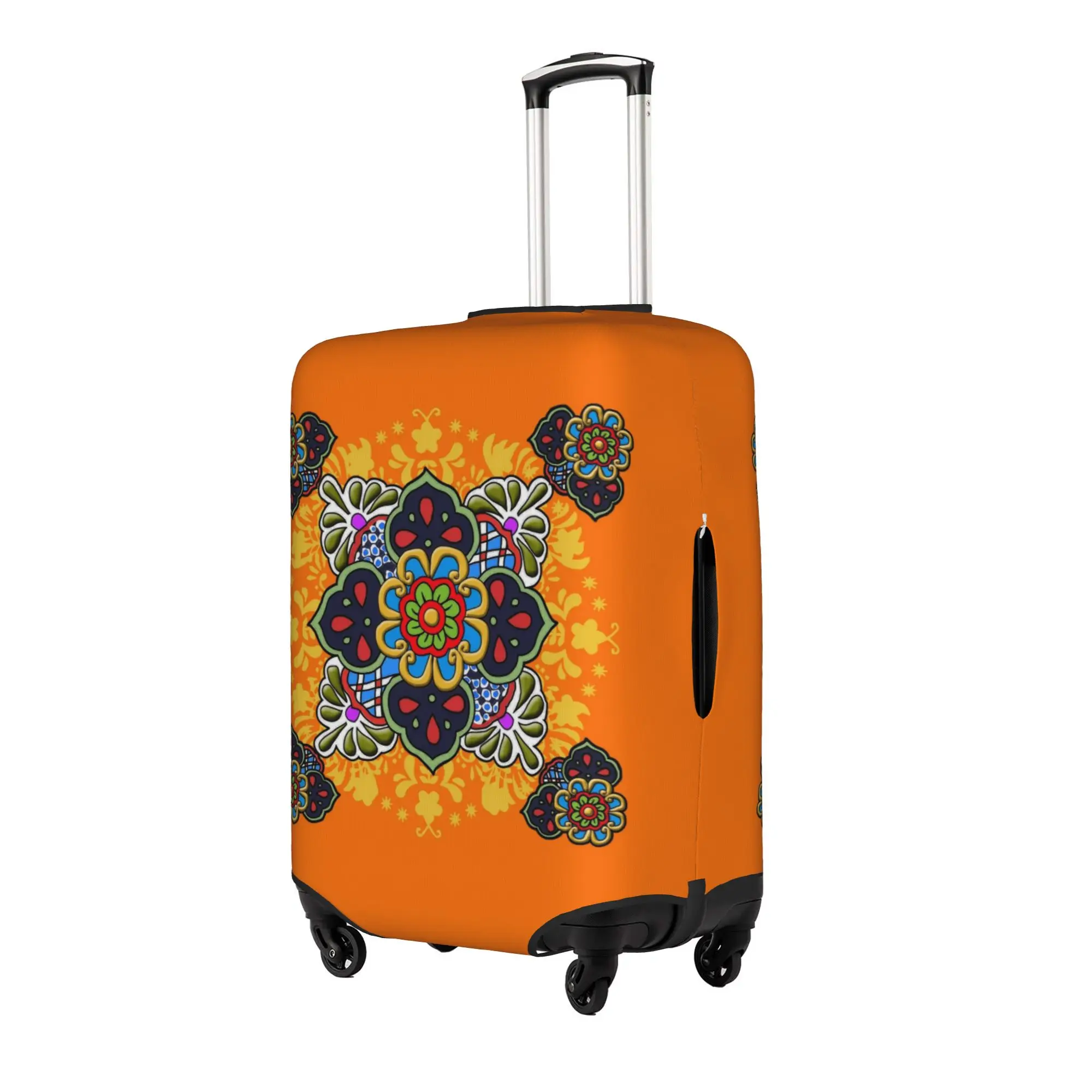 Fashion Mexican Talavera Flower Ceramic Tile  Luggage Cover Protector Elastic  Travel Suitcase Covers