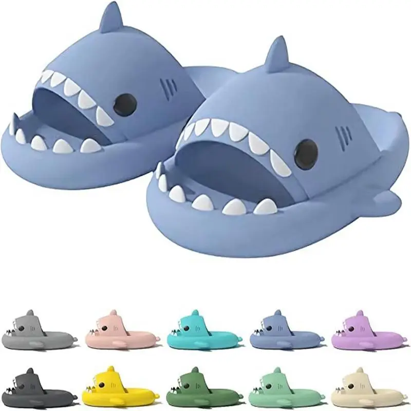 2024 New Shark Slippers Women Men Shark Flip Flops Outdoor Beach Sandals Couples Home Anti-Skid Flat Shoes Bathroom Slides