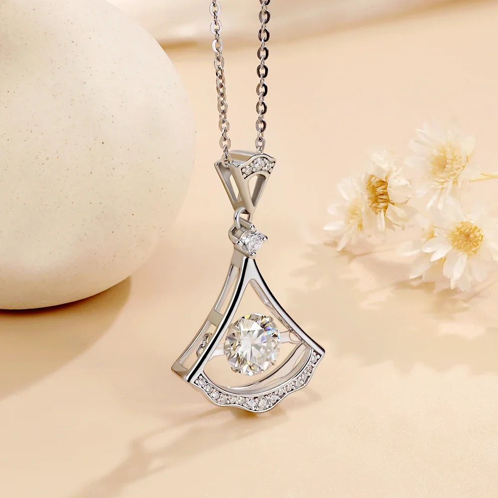 

Красивая красота, танцевальная юбка из муассанита, ожерелье с подвеской, S925, серебряное колье с бриллиантами, ожерелье для женщин, позолоченные ювелирные изделия