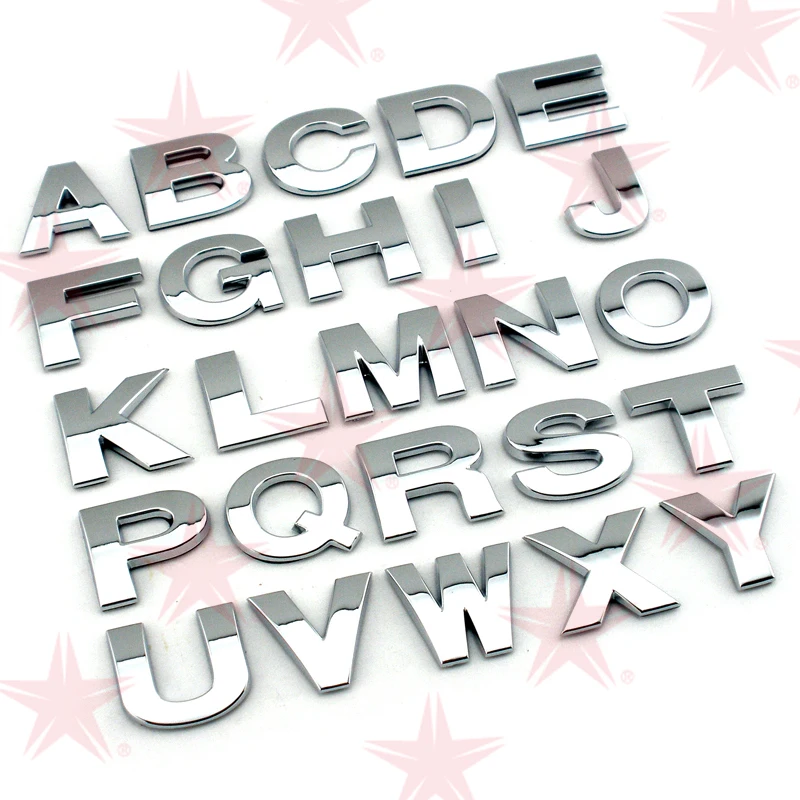 3D DIY Letters Alphabet Emblem Chrome And Black Car Sticker Digital Badge Logo auto Accessories for VW