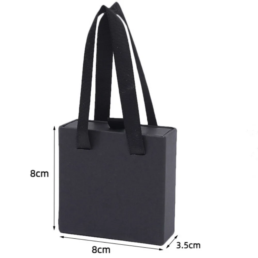 Portable Cardboard Drawer Jewelry Package Box With Handle Sliding Jewelry Organizer Ribbon Handle Solid Color Gift Box Bracelet