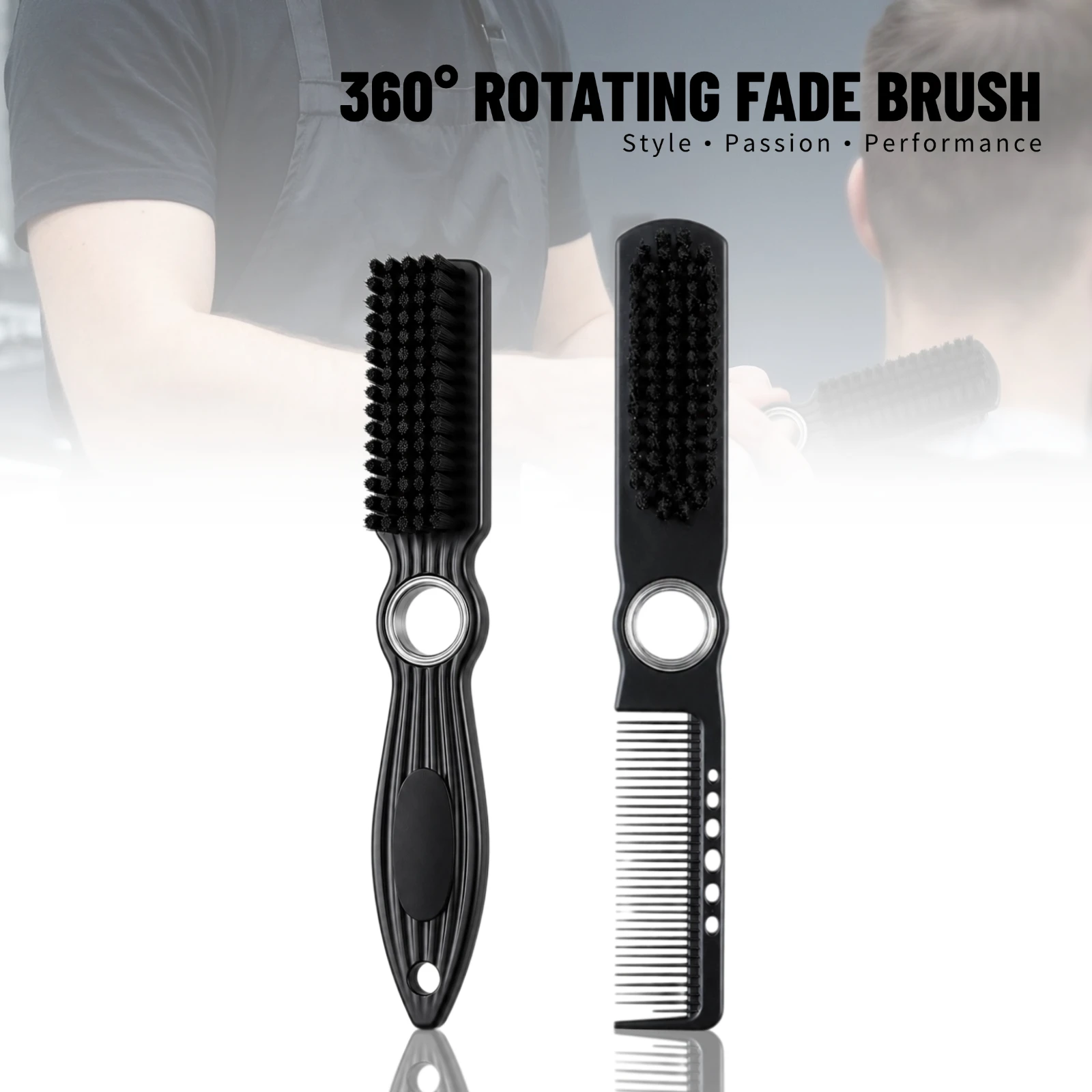 1Pcs 360° Rotating Barber Fade Brush Hair Cutting Neck Broken Hair Dust Cleaning Hair Brush Salon Gradient Haircut Styling Tool