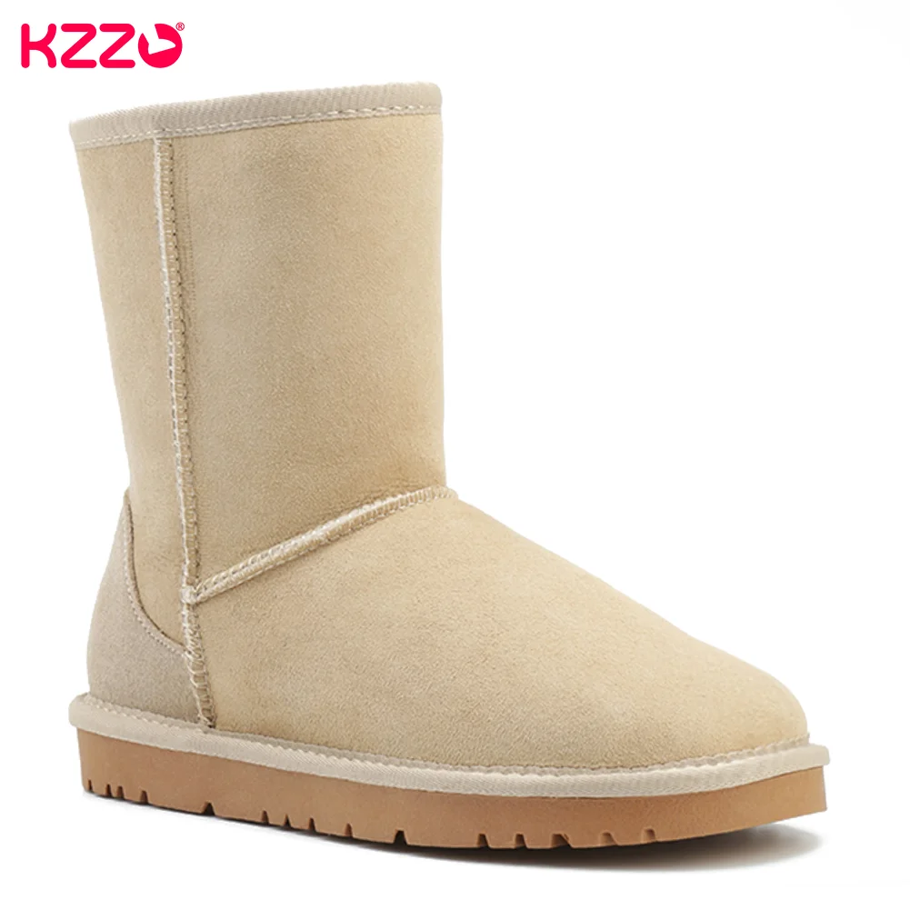 KZZO Fashion Women Australia Classic Basic Snow Boots Mid-calf 100% vera pelle foderata in lana inverno caldo scarpe in gomma antiscivolo