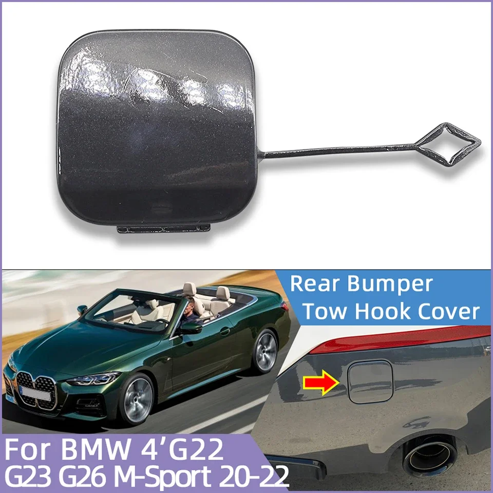 

For BMW 4 M Bumper G22 G23 G26 2020 2021 2022 Rear Bumper Towing Hook Cover Cap Decoration Lid Hauling Trailer Shell Piano Paint