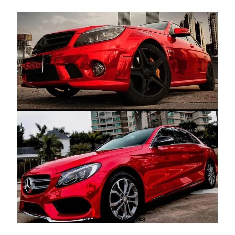 

Super Chrome Mirror Glossy Air Bubble Free Auto Automobiles / Motorcycle Red Color Chrome Vinyl Wrap