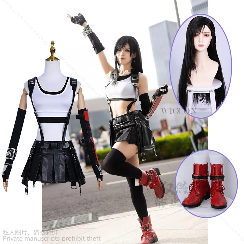 

Tifa FF7 Cosplay Fantasy Wigs Anime Game Final Sexy Fantasy VII Costume Disguise Adult Women Cosplay Roleplay Fantasia Outfits