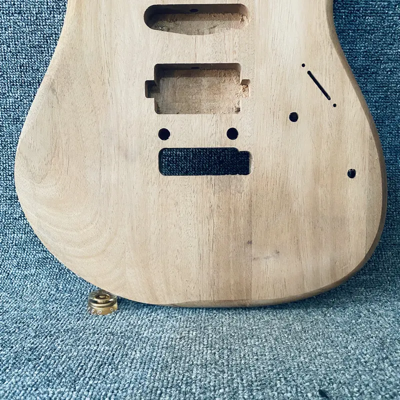 FB264   Electric Guitar Body Replace SSH Pickups With Two Points Fixed Tremolo  Bridge DIY Parts Solid Redwood Nature Color