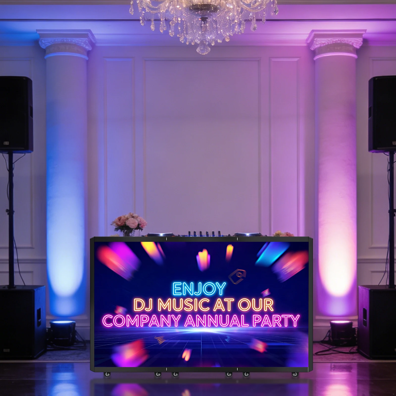 Rental P2.604 Six-Fold Portable LED Screen DJ Booth Rolling Wheels Mobile Stage For Elevator Music Festival Bar And Club&Gala