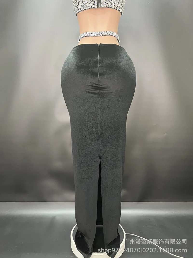 Zomer Afslankende Taille Hot Diamond Tweedelige Verjaardagsfeestje Fashion Club Zanger Muziekfestival Prestaties Kostuum Paillettenjurken