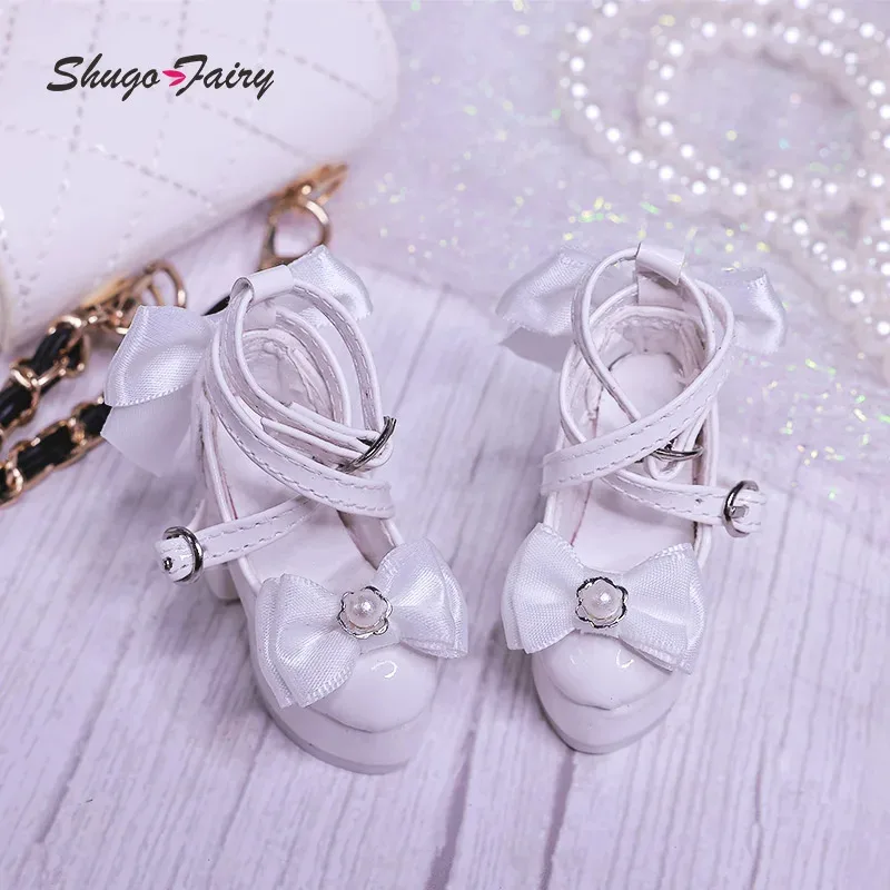 BJD Schuhe Bowknot High Heels für 1/3 Xiny 1/4 Bariy Puppe Spielzeug Plattform Schwarz Rosa Farben Puppen Zubehör