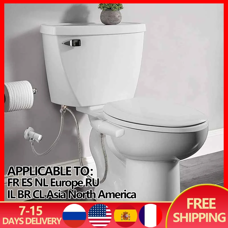 Bidet Attachment Ultra-Slim Toilet Seat Attachment Dual Nozzle Bidet Adjustable Water Pressure Non-Electric Ass Sprayer