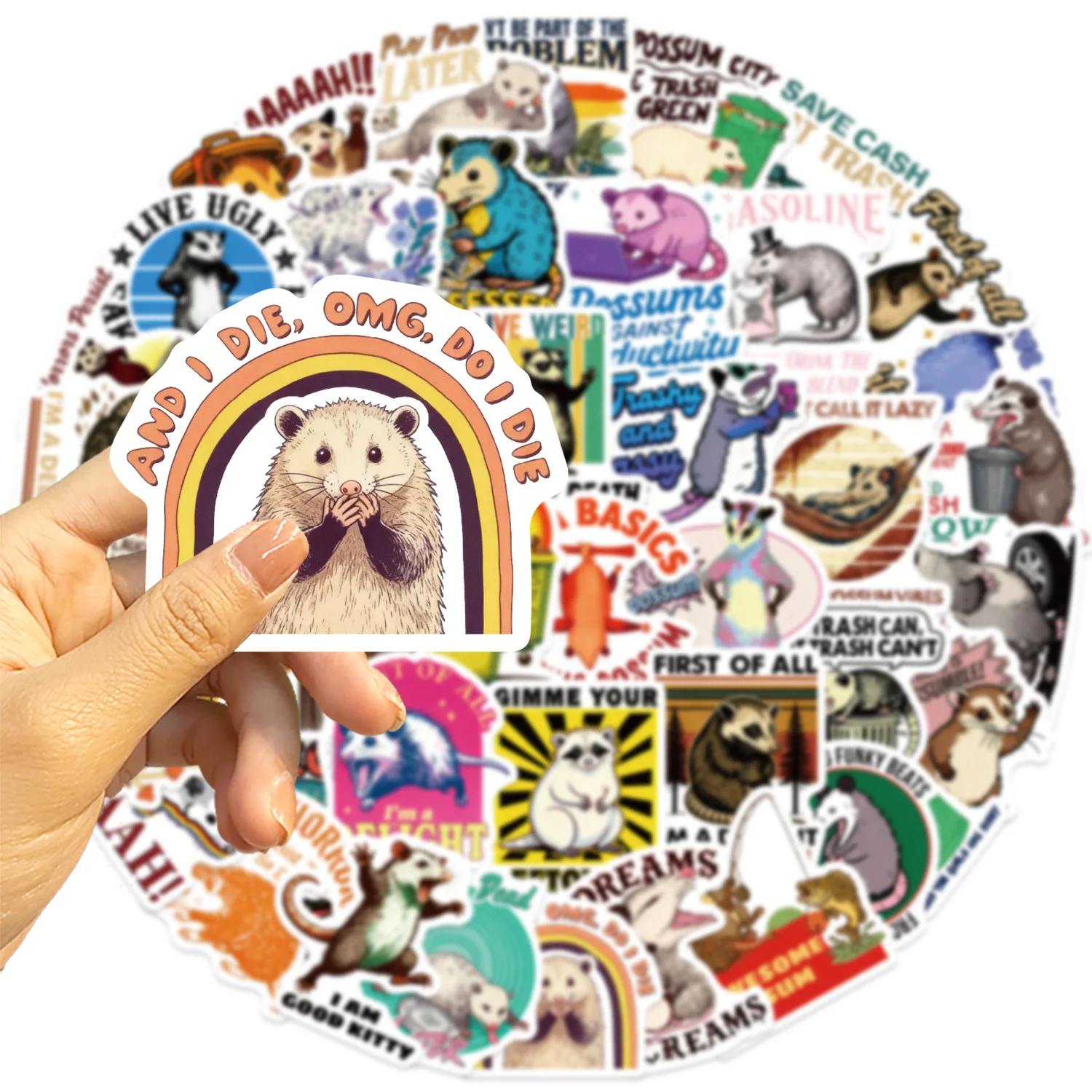 

50PCS Cartoon Funny Possum Graffiti Sticker DIY Decorative Water Cup Skateboard Phone Case Notebook Waterproof Toys Gifts Decals