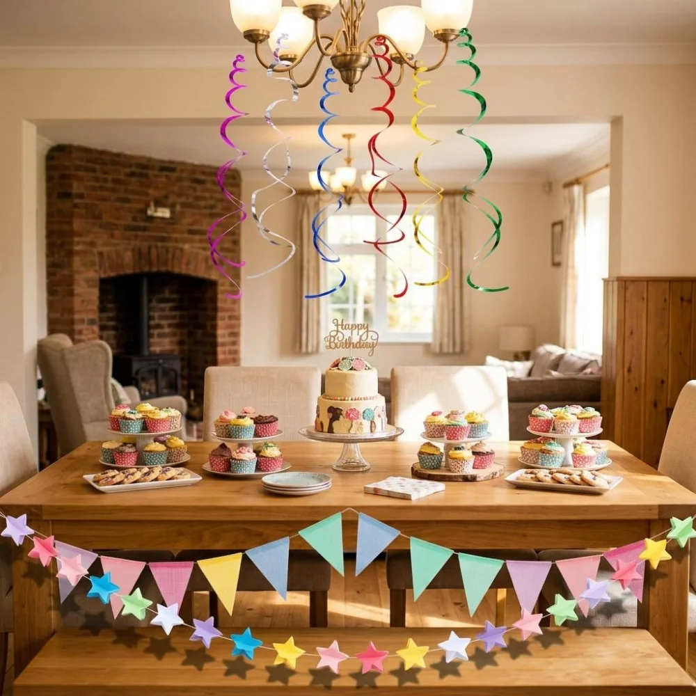 Regenbogen-Stern-Papiergirlande Partydekorationen |   Regenbogen-Hängedekorationen, ideal für Geburtstage, Klassenzimmer und Candyland-Partys