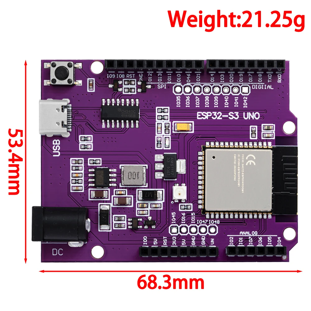 Placa de desenvolvimento EGBO U-N-O, módulo compatível com, WR-1-N8R2, N16R8, ESP32-S3