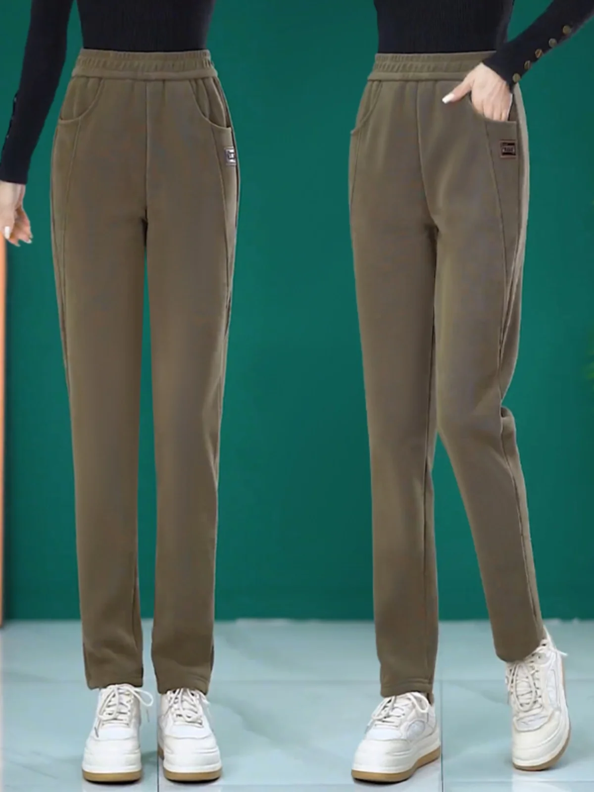 

Женские повседневные брюки из вельвета с высокой талией, утепленные флисом, осенне-зимние, свободного кроя, утягивающие, в стиле Харлан