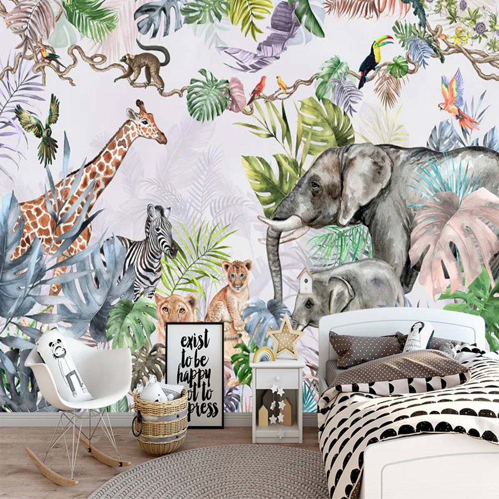 Customized 3d wallpaper decoration murals Nordic forest animals giraffes wallpapers for children's walls home decoration Sticker